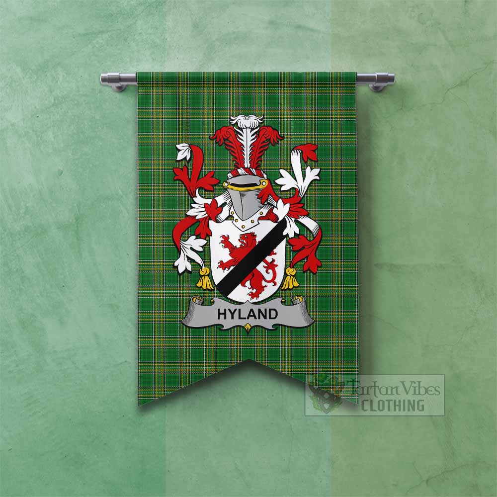 Tartan Vibes Clothing Hyland Irish Clan Tartan Gonfalon, Tartan Banner with Coat of Arms