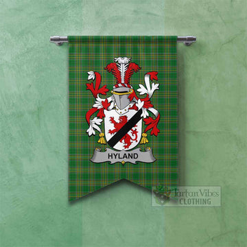 Hyland Irish Clan Tartan Gonfalon, Tartan Banner with Coat of Arms