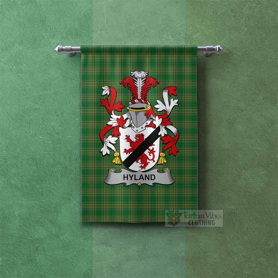 Tartan Vibes Clothing Hyland Irish Clan Tartan Gonfalon, Tartan Banner with Coat of Arms