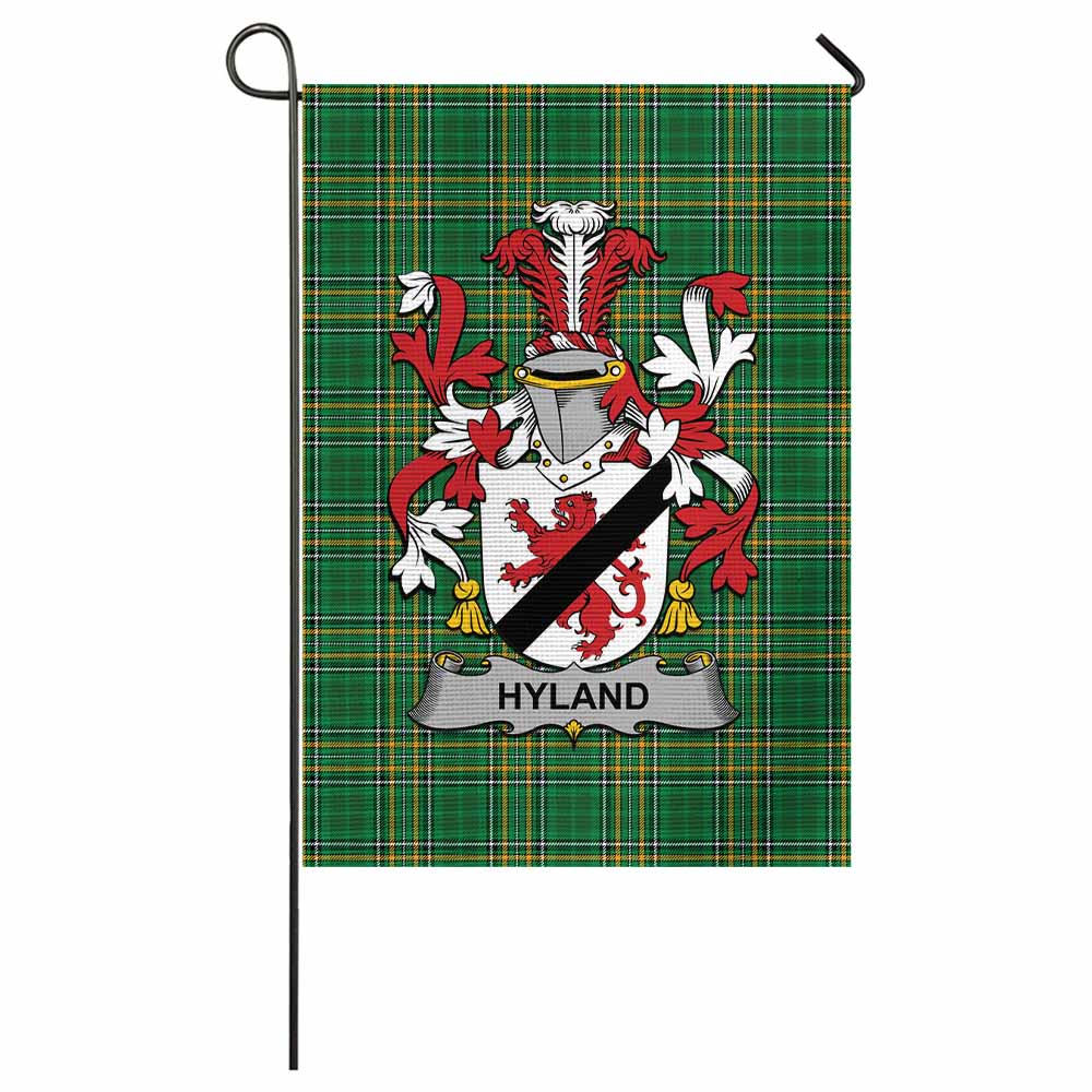 Hyland Irish Clan Tartan Flag with Coat of Arms