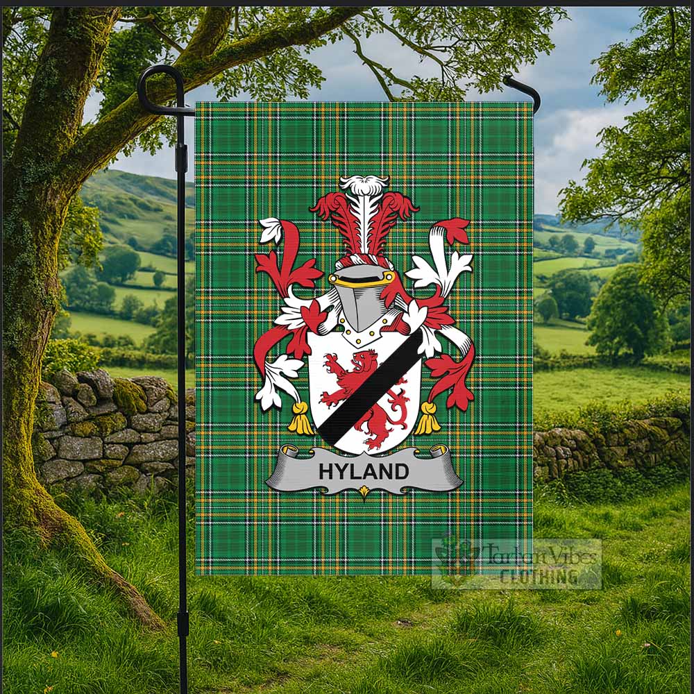 Hyland Irish Clan Tartan Flag with Coat of Arms