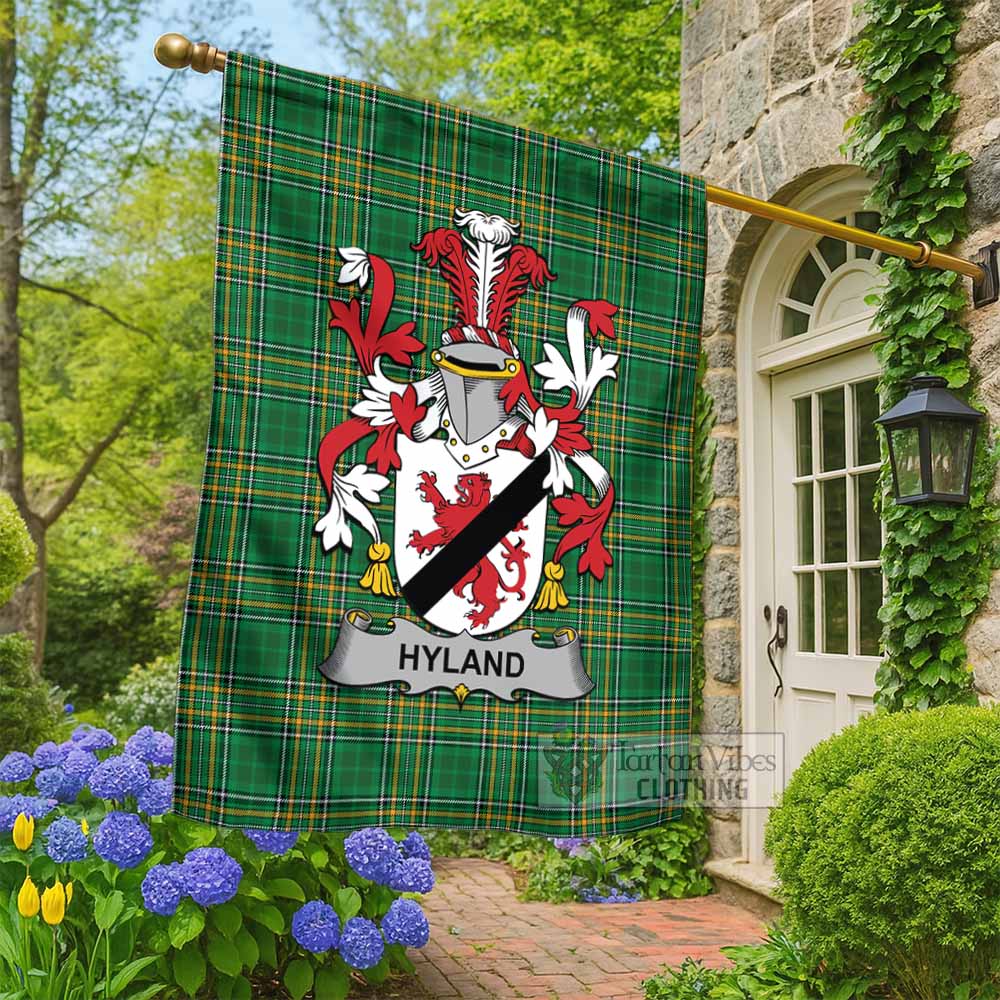 Hyland Irish Clan Tartan Flag with Coat of Arms
