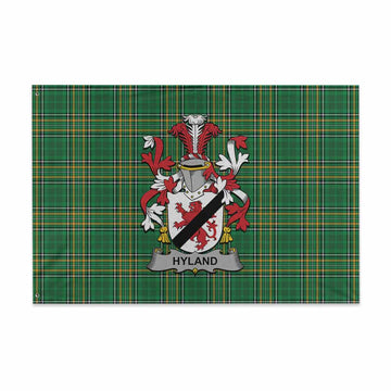 Hyland Irish Clan Tartan House Flag with Coat of Arms