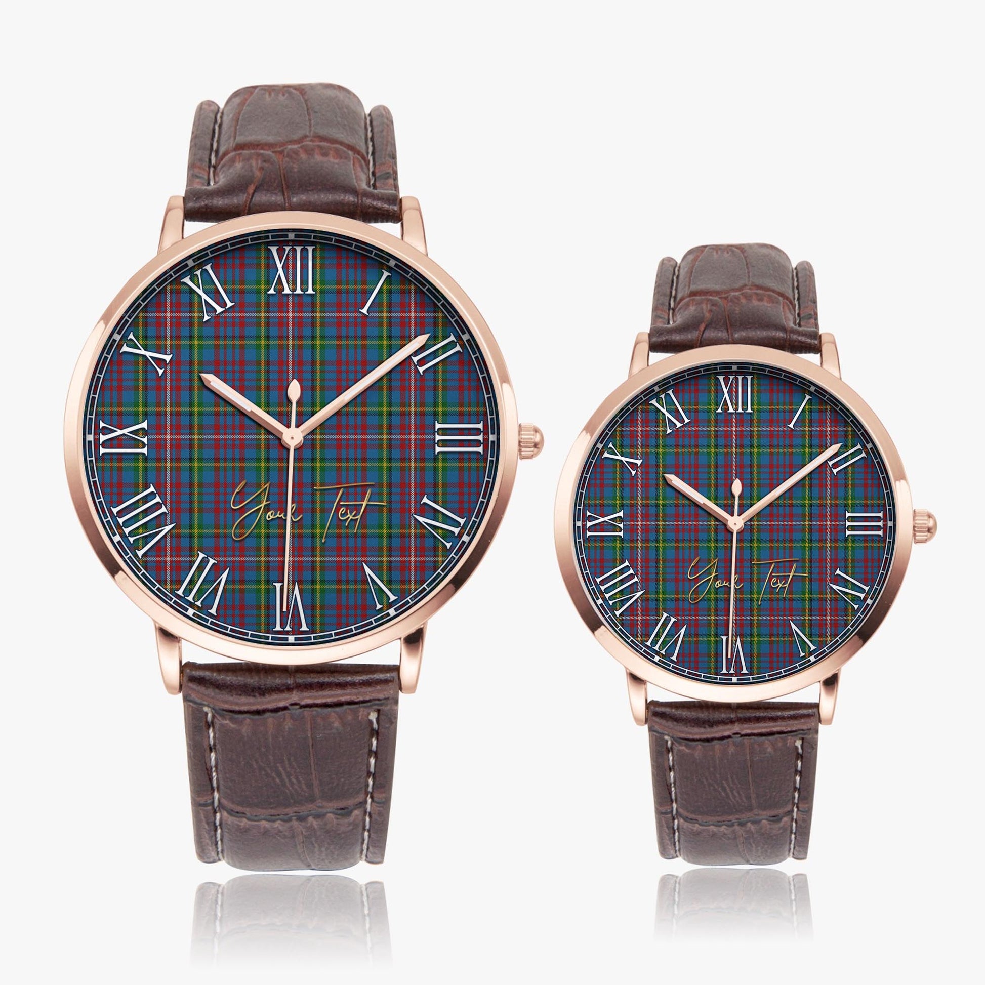 Hyndman Tartan Personalized Your Text Leather Trap Quartz Watch - Tartan Vibes Clothing