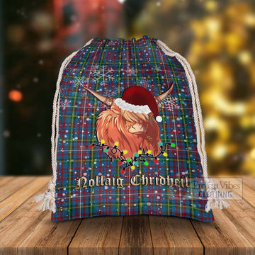 Tartan Vibes Clothing Hyndman Tartan Christmas Santa's Bag with Highland Cow