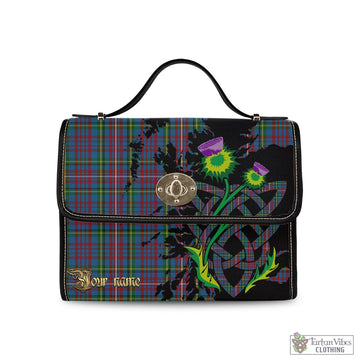 Hyndman Tartan Waterproof Canvas Bag with Scotland Map and Thistle Celtic Accents