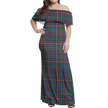 Hyndman Tartan Off Shoulder Long Dress Women's Dress - Tartan Vibes Clothing