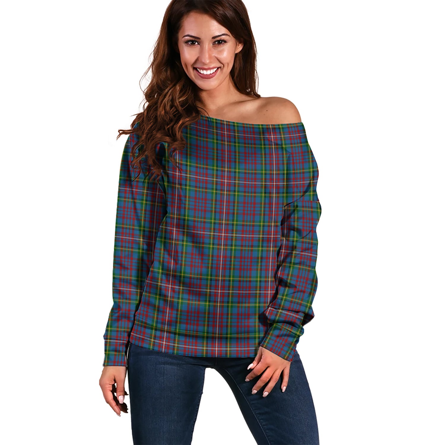 Hyndman Tartan Off Shoulder Women Sweater Women - Tartan Vibes Clothing