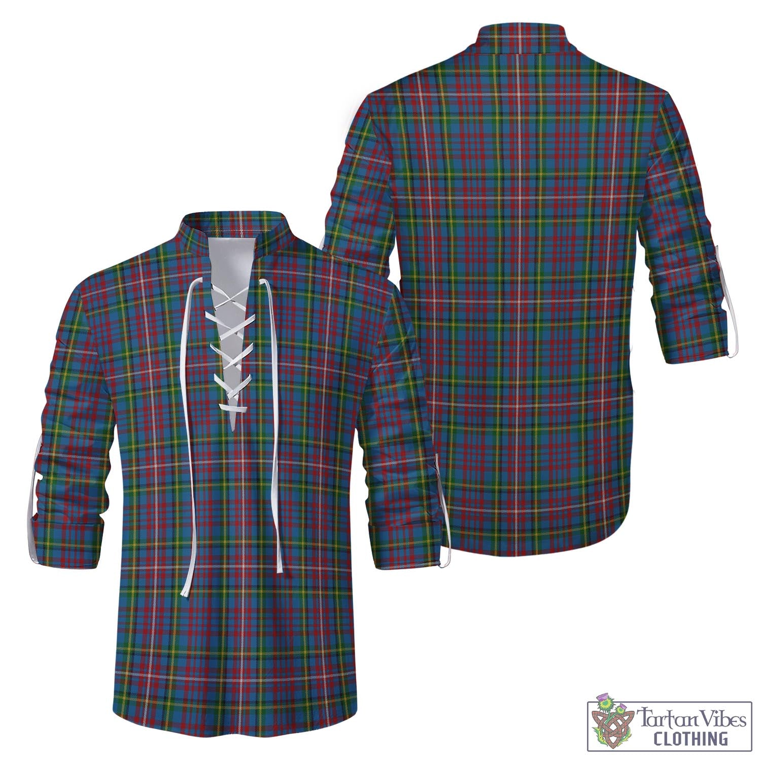 Tartan Vibes Clothing Hyndman Tartan Men's Scottish Traditional Jacobite Ghillie Kilt Shirt