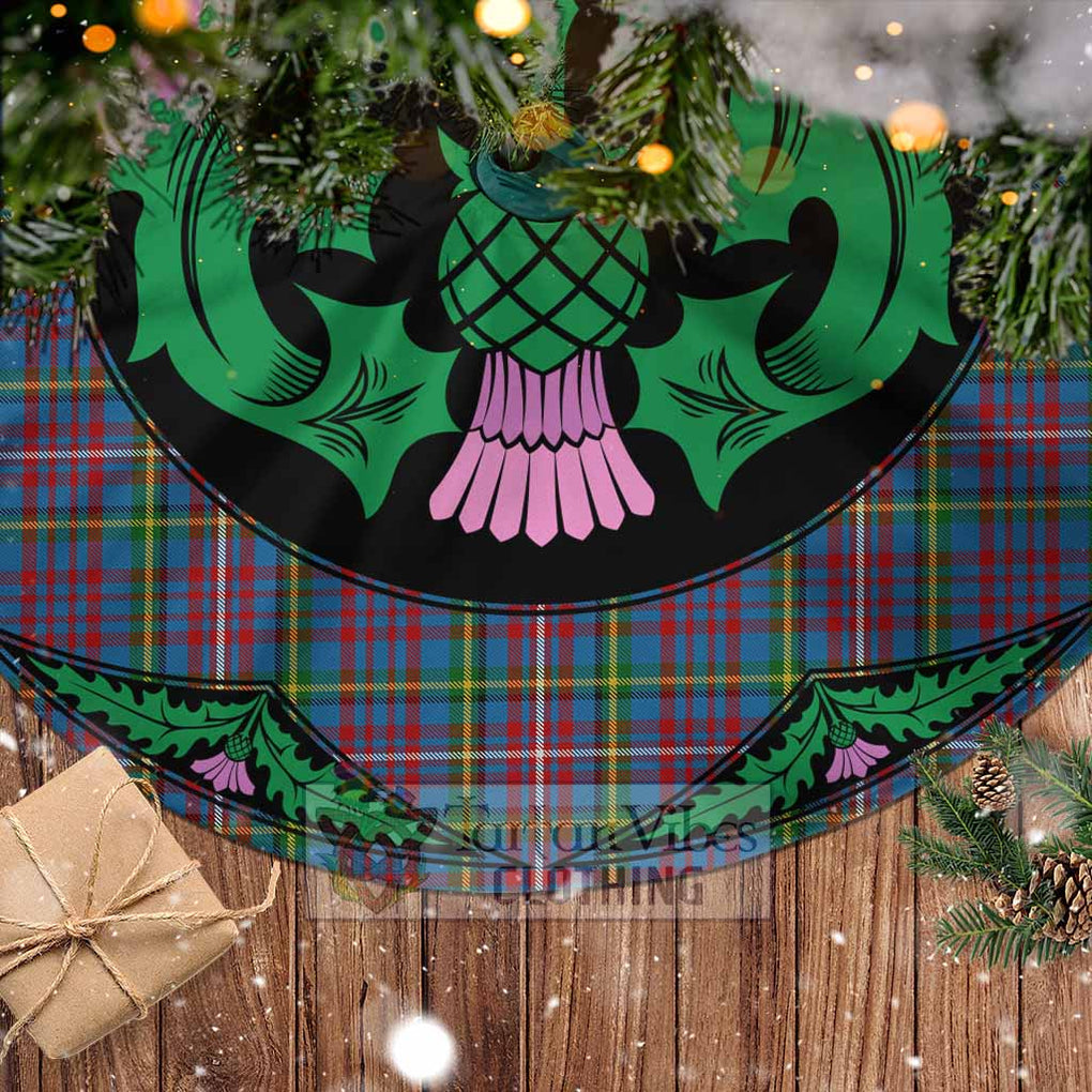 Tartan Vibes Clothing Hyndman Tartan Christmas Tree Skirt Scottish Thistle Style