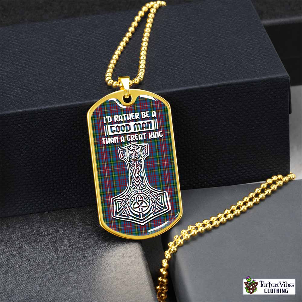 Hyndman Tartan Dog Tag Necklace Viking Mjolnir Style Gold No - Tartan Vibes Clothing