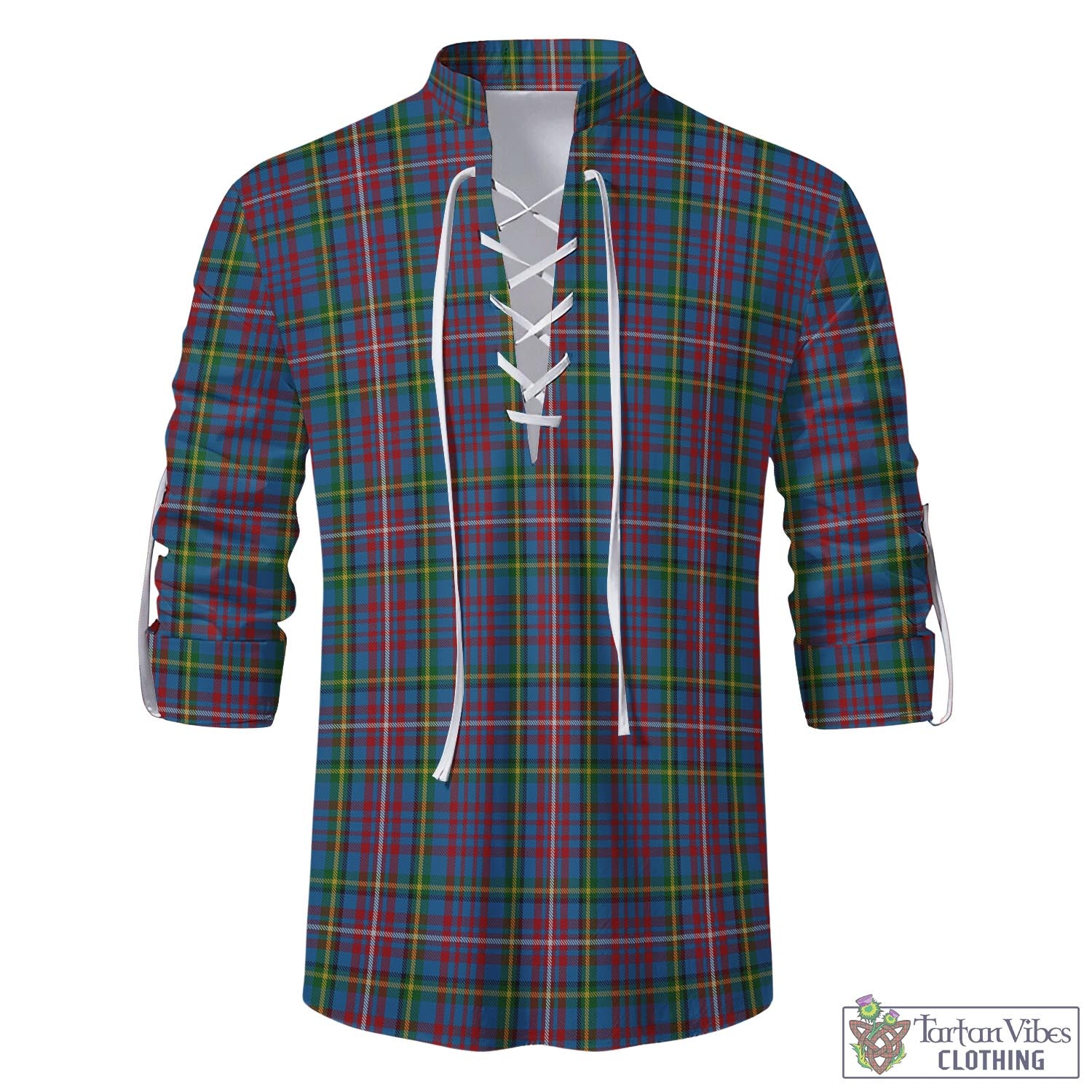 Tartan Vibes Clothing Hyndman Tartan Men's Scottish Traditional Jacobite Ghillie Kilt Shirt