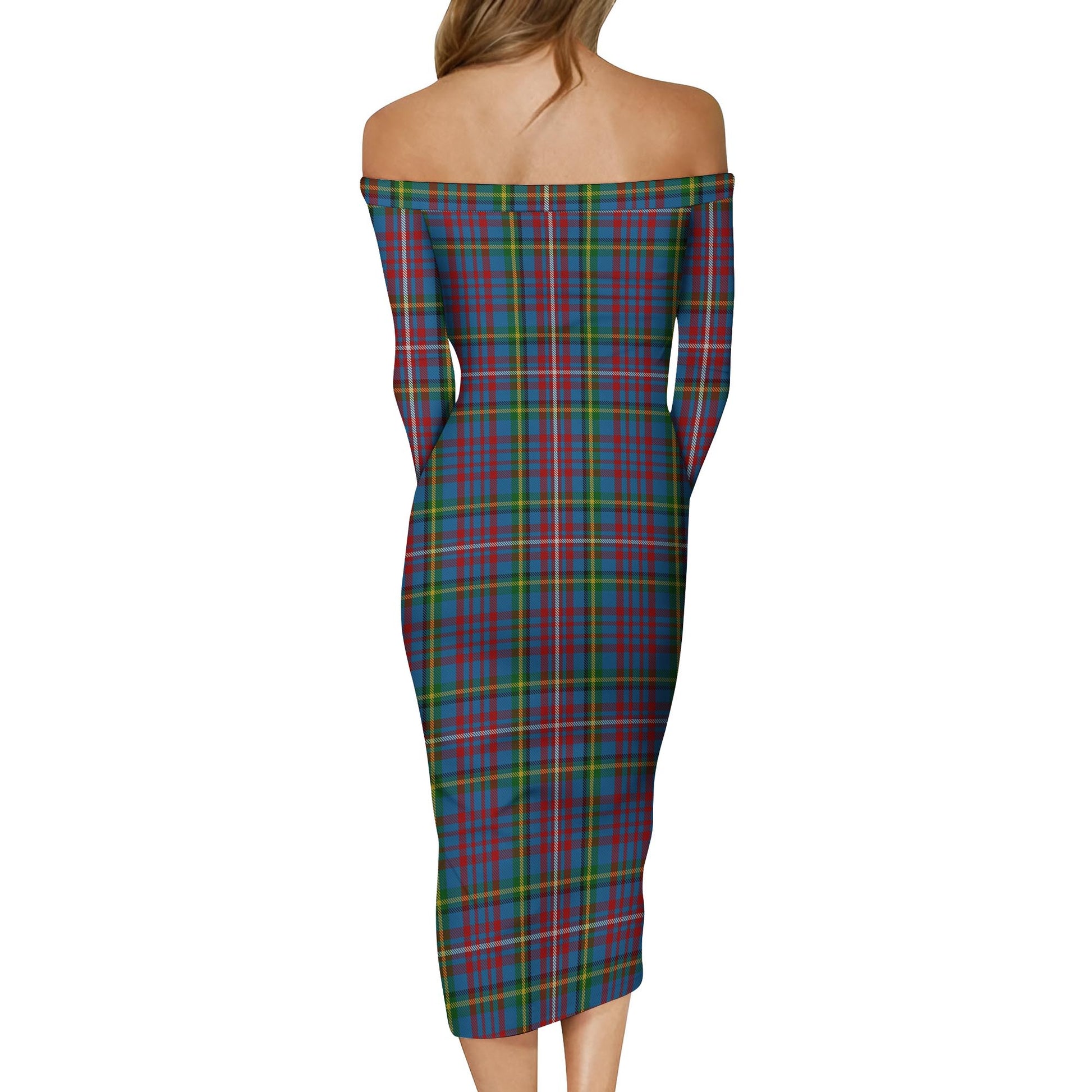 Hyndman Tartan Off Shoulder Lady Dress - Tartan Vibes Clothing