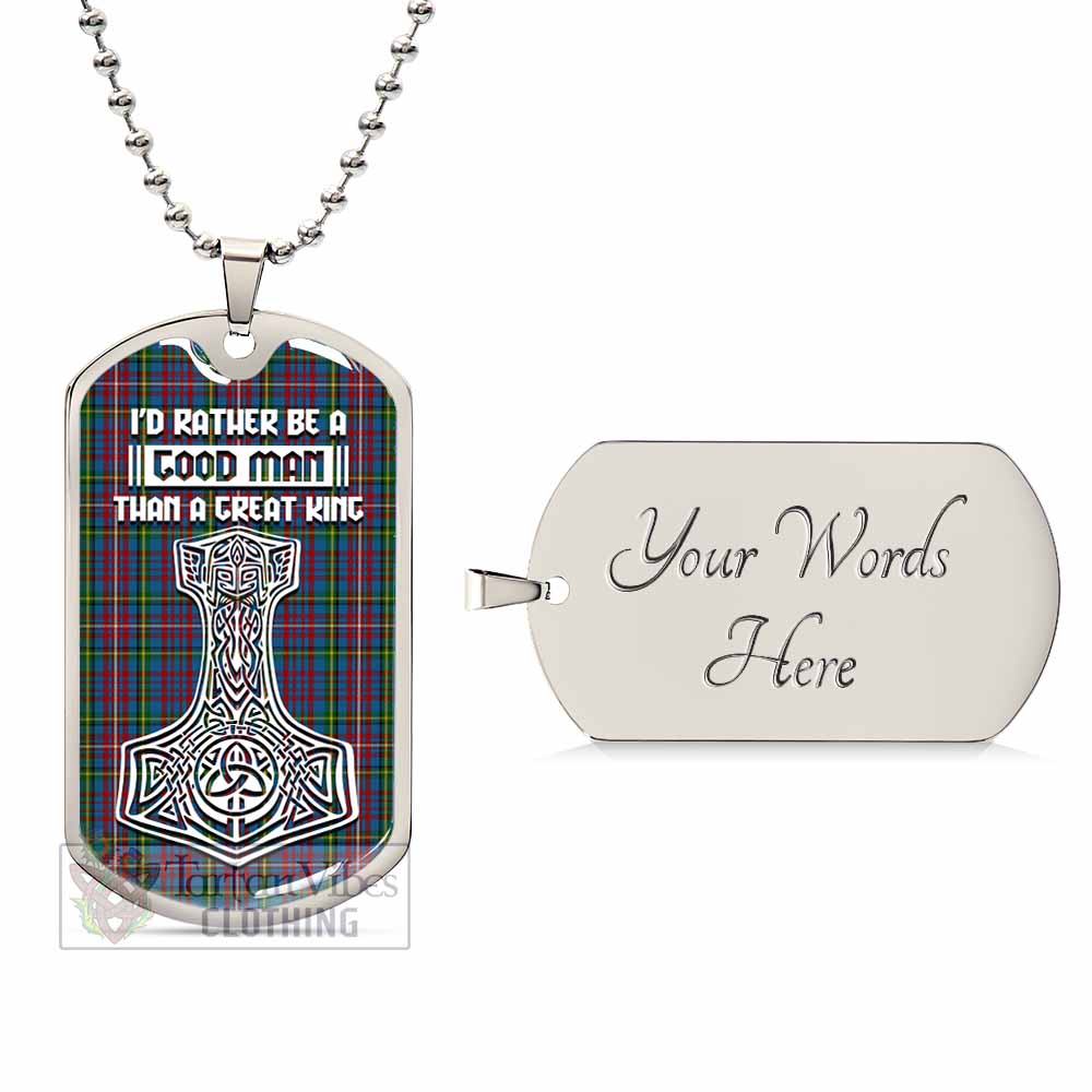Hyndman Tartan Dog Tag Necklace Viking Mjolnir Style Silver Yes - Tartan Vibes Clothing