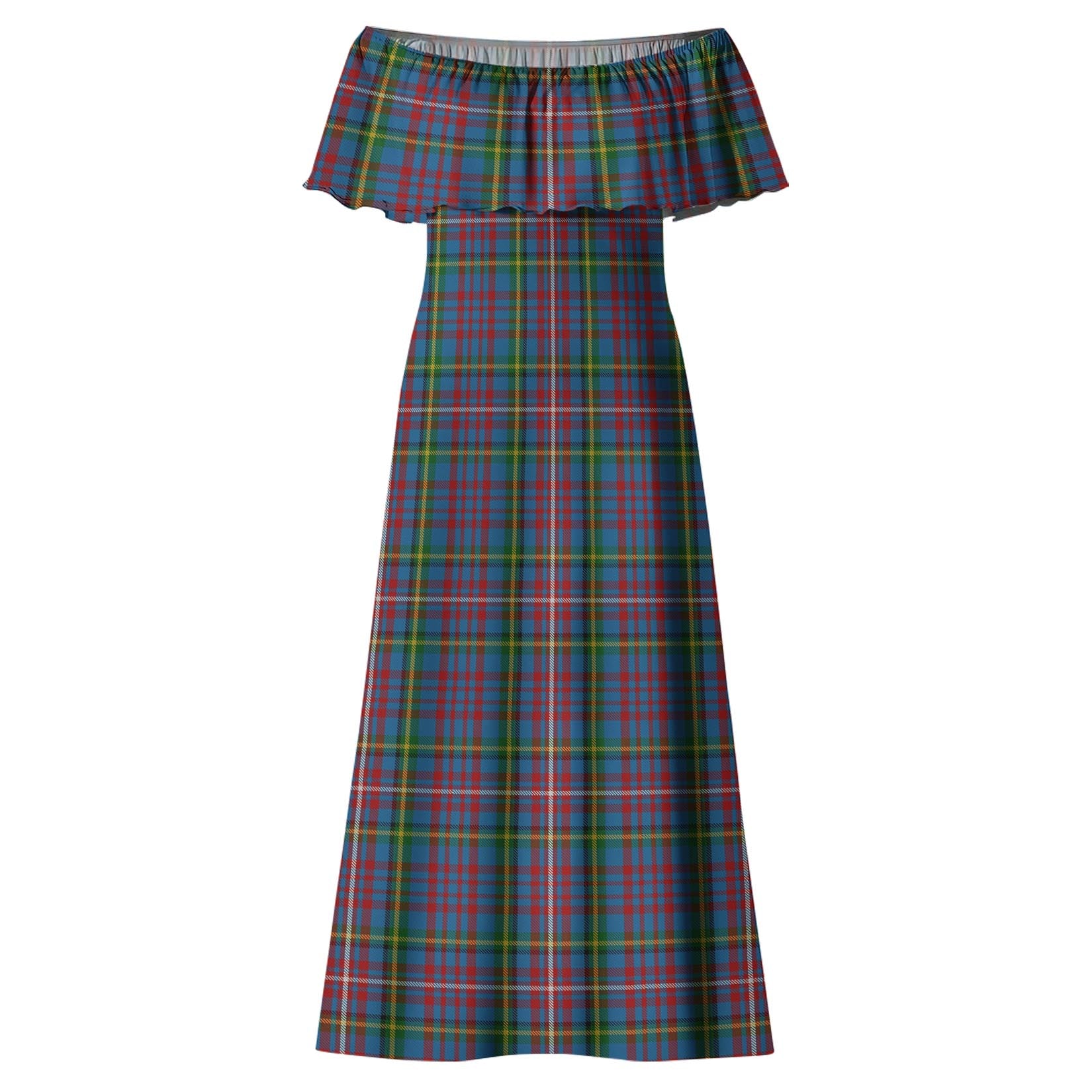 Hyndman Tartan Off Shoulder Long Dress - Tartan Vibes Clothing