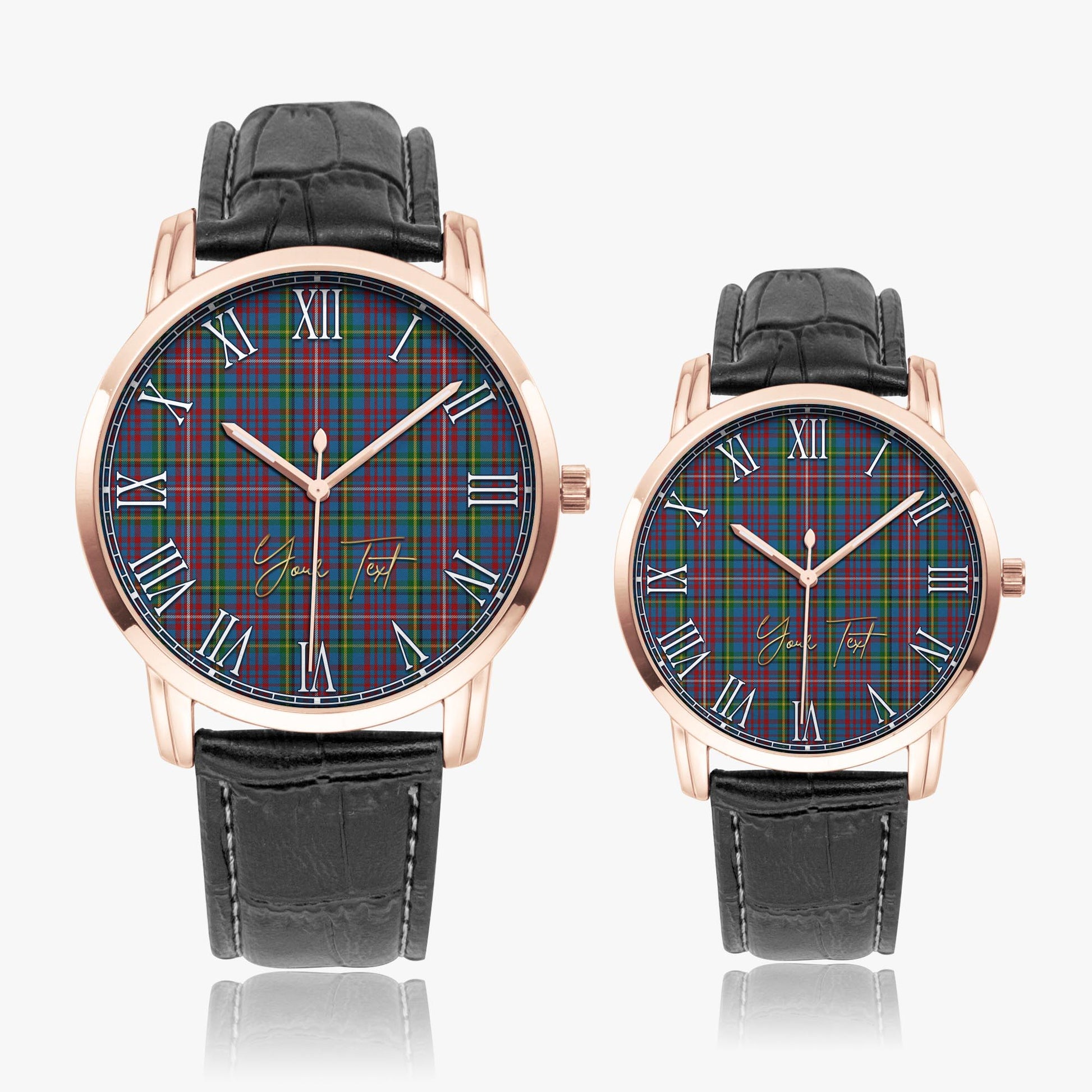 Hyndman Tartan Personalized Your Text Leather Trap Quartz Watch - Tartan Vibes Clothing