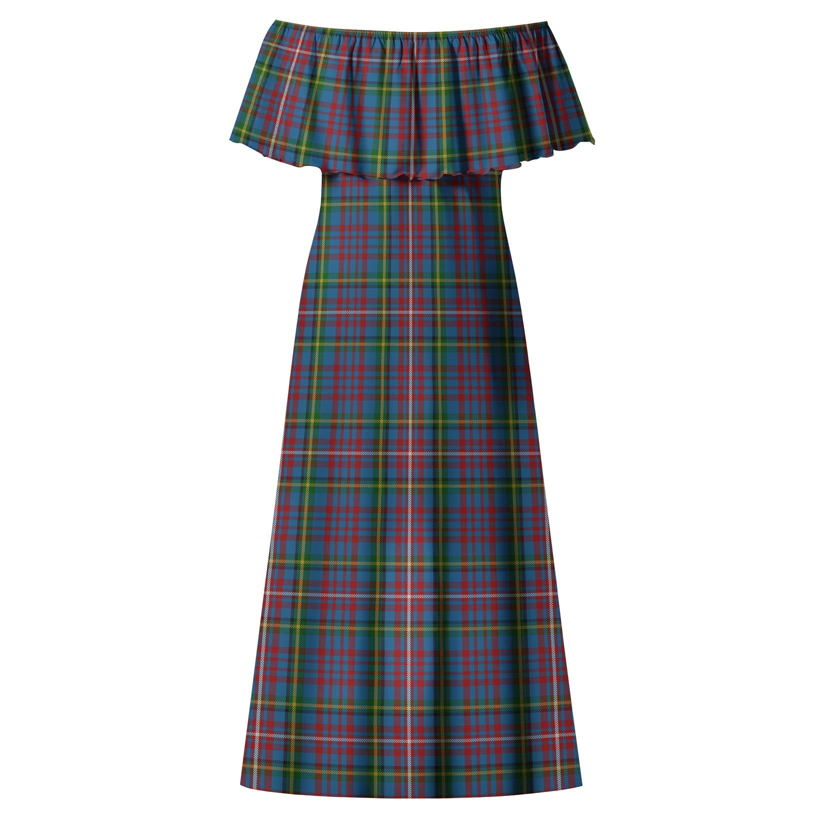 Hyndman Tartan Off Shoulder Long Dress - Tartan Vibes Clothing