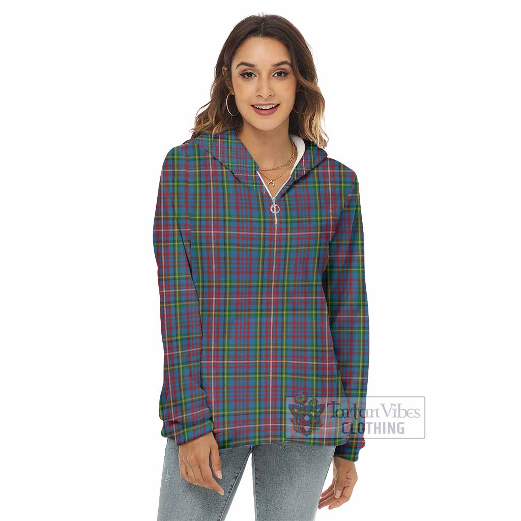 Tartan Vibes Clothing Hyndman Tartan Women's Borg  Half Zip Fleece Hoodie