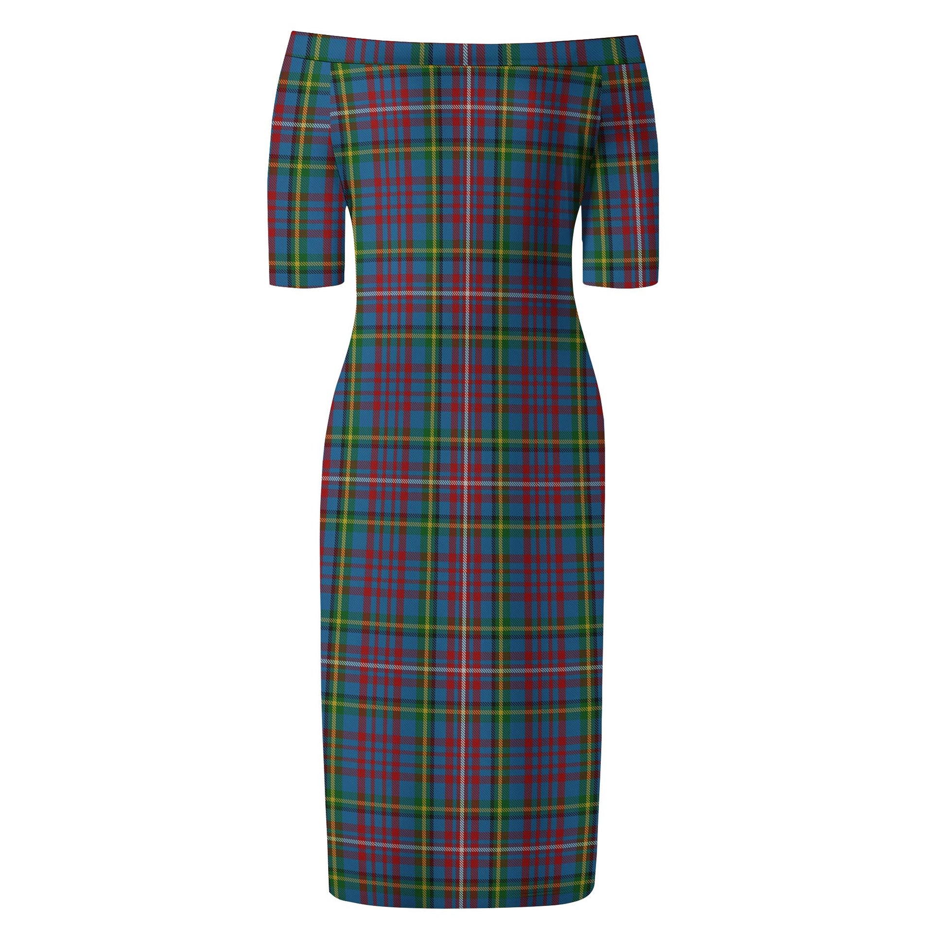 Hyndman Tartan Off Shoulder Lady Dress - Tartan Vibes Clothing
