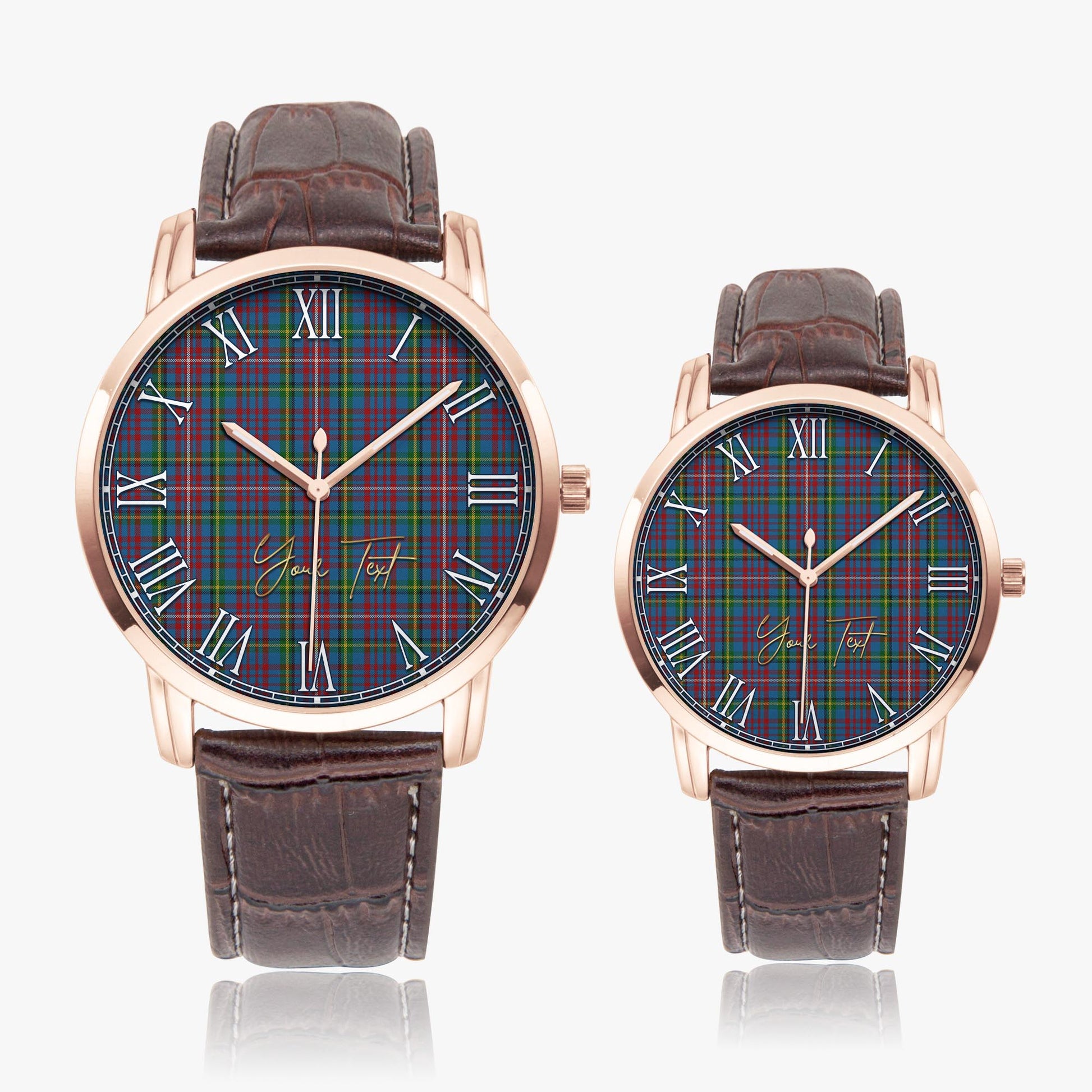Hyndman Tartan Personalized Your Text Leather Trap Quartz Watch - Tartan Vibes Clothing