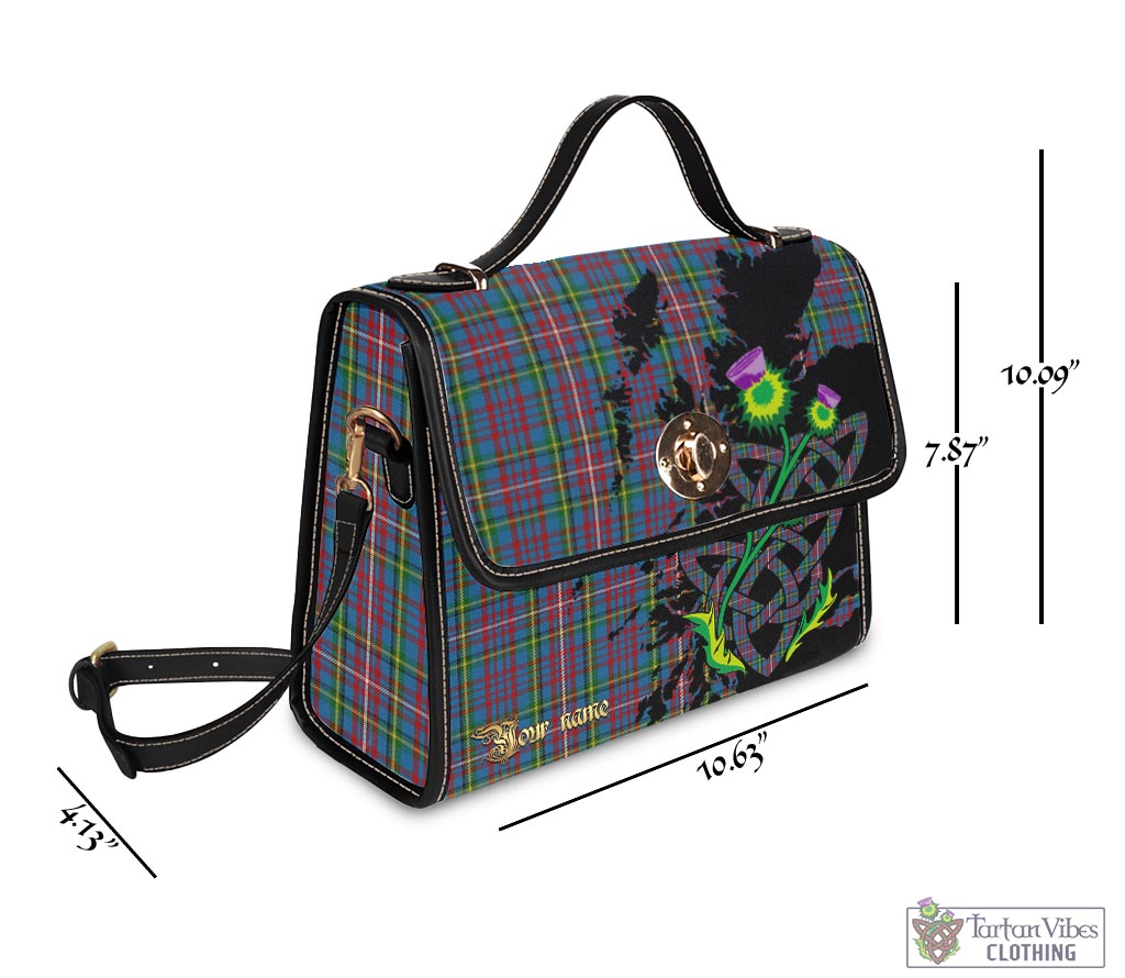 Tartan Vibes Clothing Hyndman Tartan Waterproof Canvas Bag with Scotland Map and Thistle Celtic Accents
