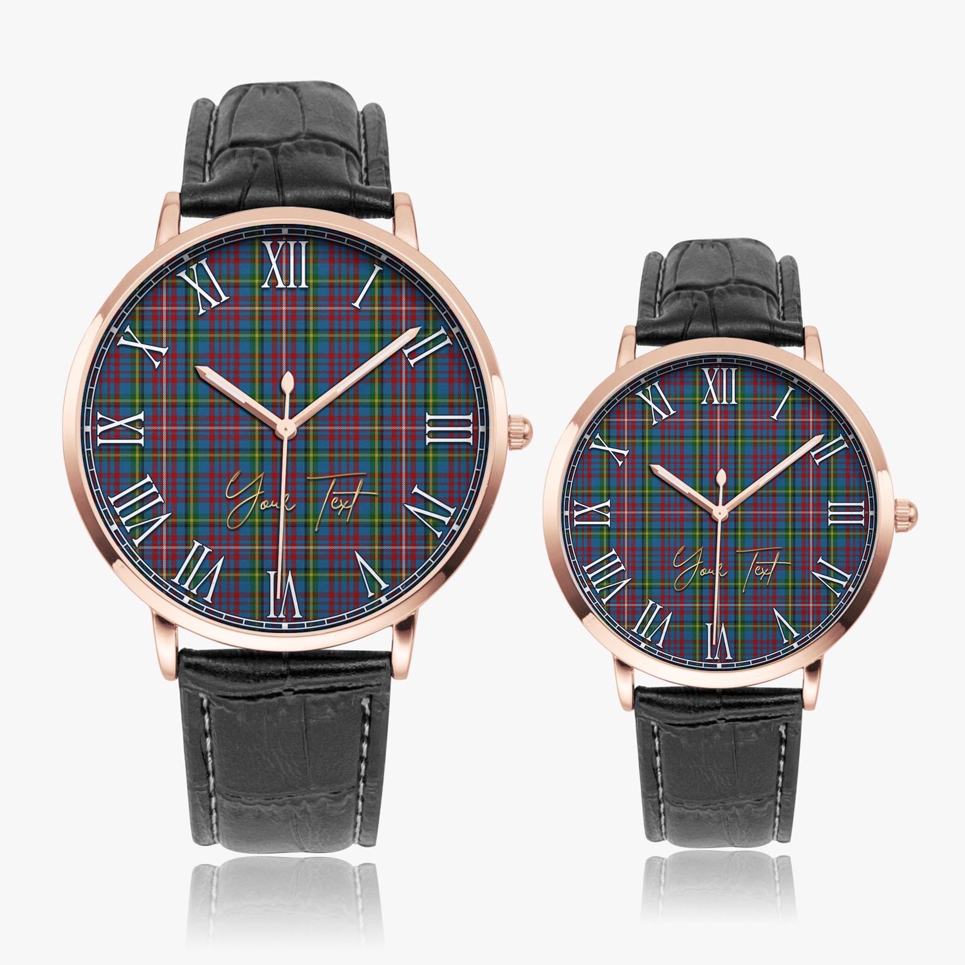 Hyndman Tartan Personalized Your Text Leather Trap Quartz Watch - Tartan Vibes Clothing