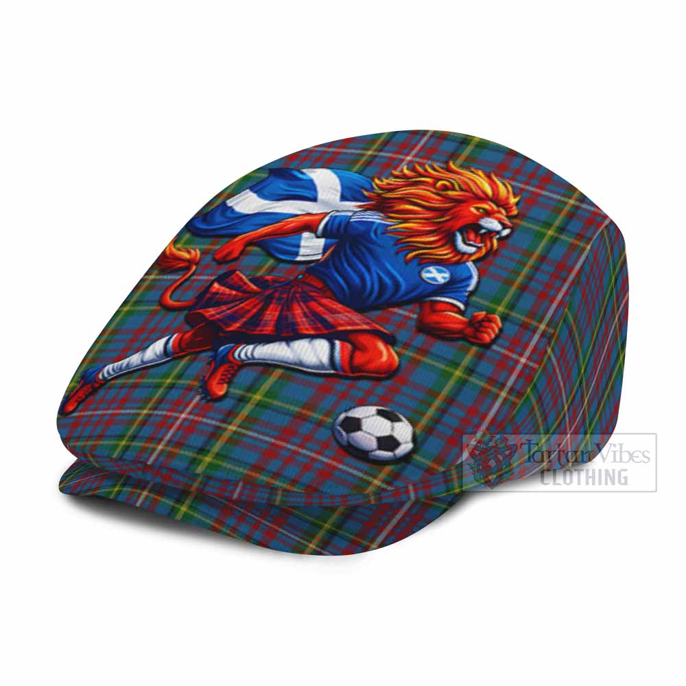 Hyndman Scotland Football Tartan Flat Cap, Jeff Cap Lion Mascot Go Scottish
