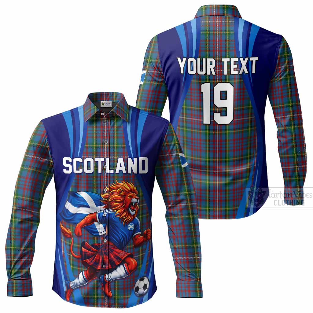 Hyndman Scotland Football Tartan Long Sleeve Button Shirts Lion Mascot Go Scottish
