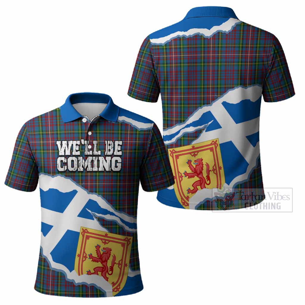 Hyndman Scotland Football Tartan Polo Shirt We'll Be Coming