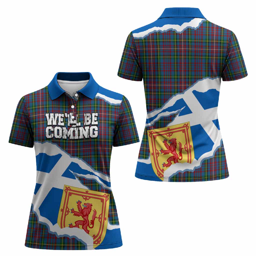 Hyndman Scotland Football Tartan Women Polo Shirt We'll Be Coming