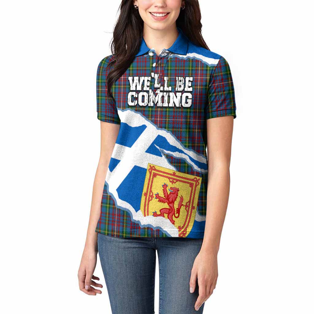 Hyndman Scotland Football Tartan Women Polo Shirt We'll Be Coming