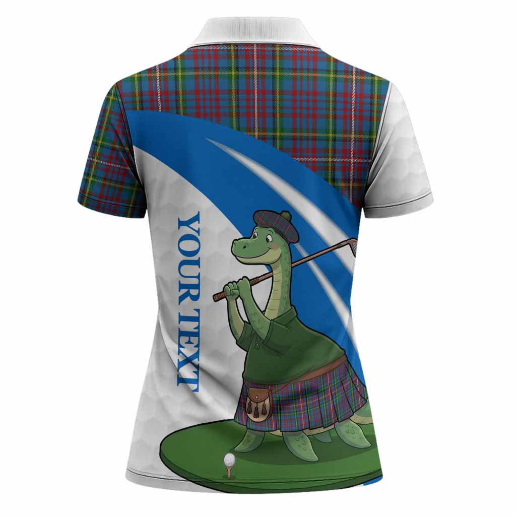 Hyndman Tartan Crest Golf Nessie Women Polo Shirt Loch Ness Monster Sporty Style