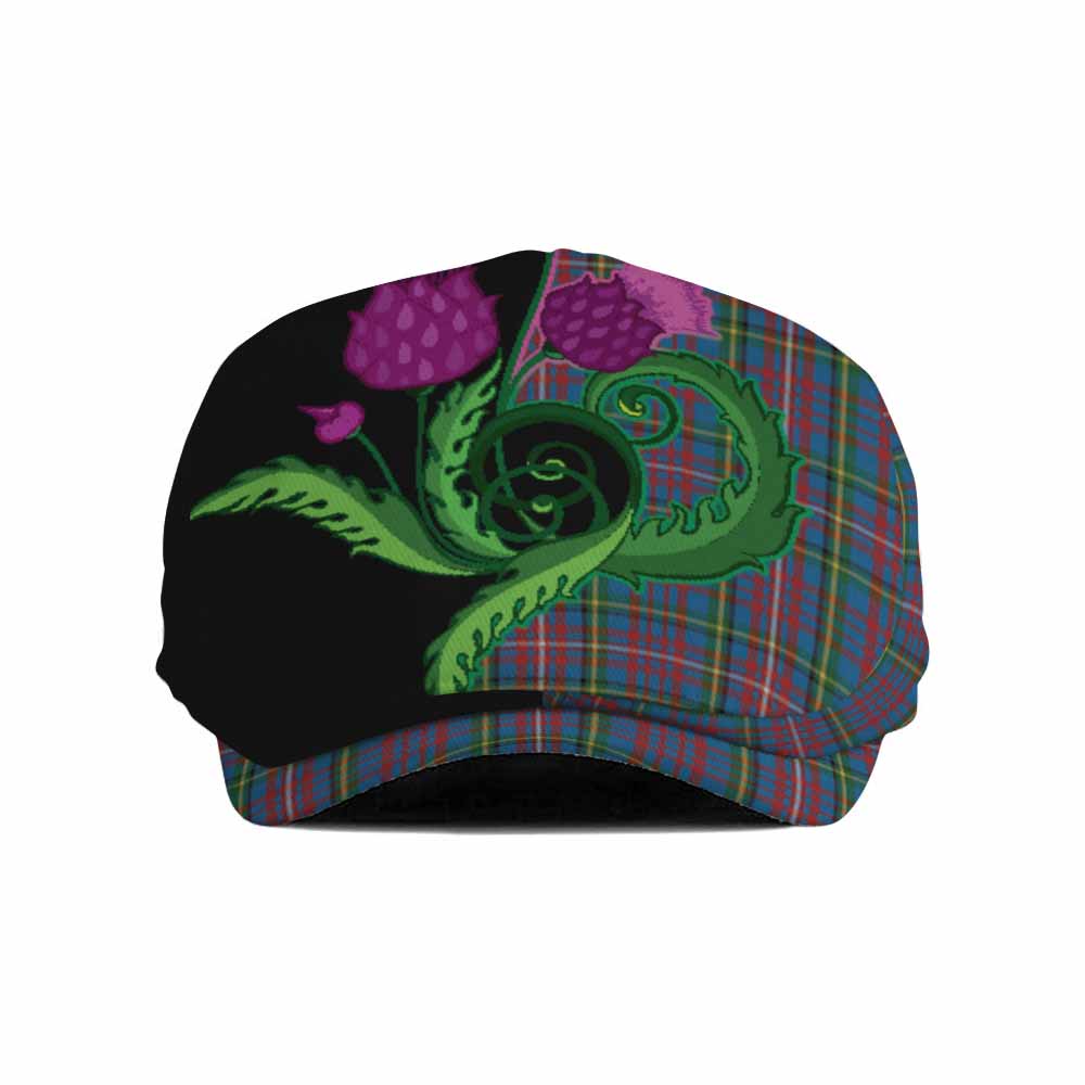 Hyndman Tartan Flat Cap, Jeff Cap Traditional Scottish Thistle