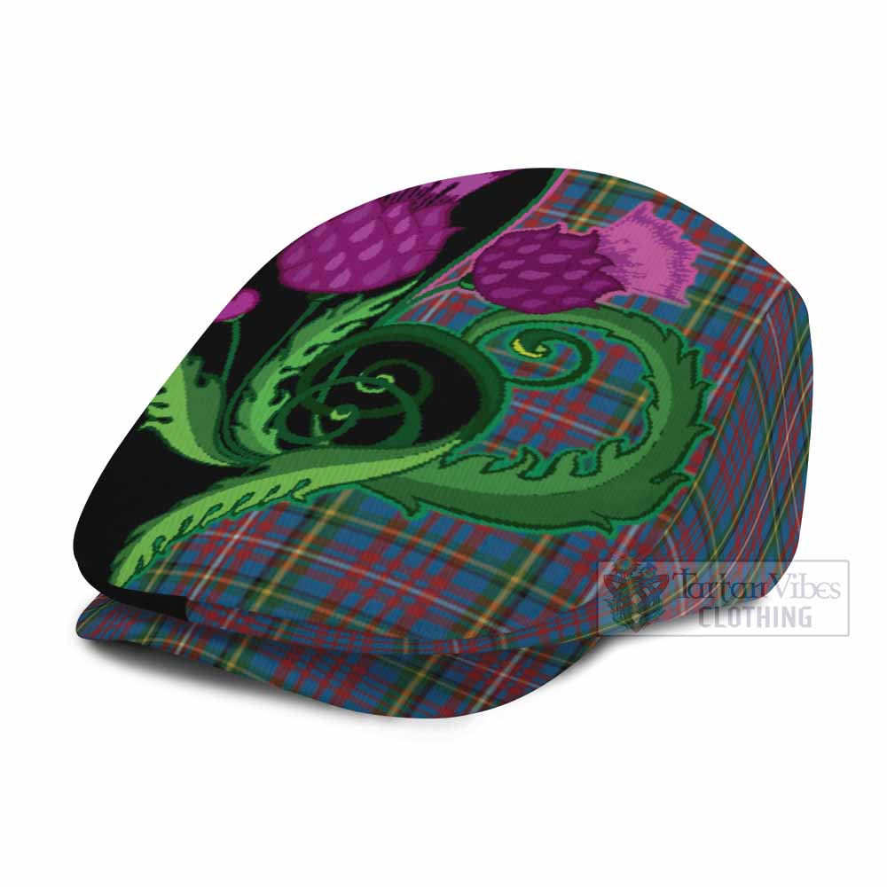 Hyndman Tartan Flat Cap, Jeff Cap Traditional Scottish Thistle