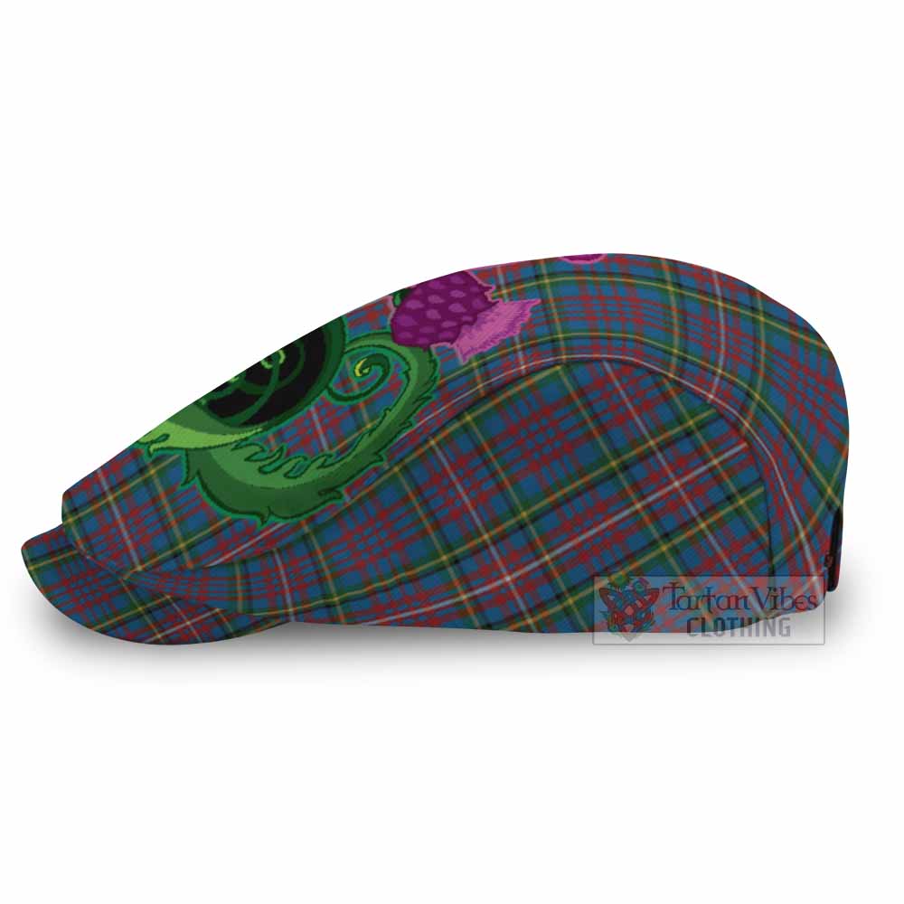 Hyndman Tartan Flat Cap, Jeff Cap Traditional Scottish Thistle