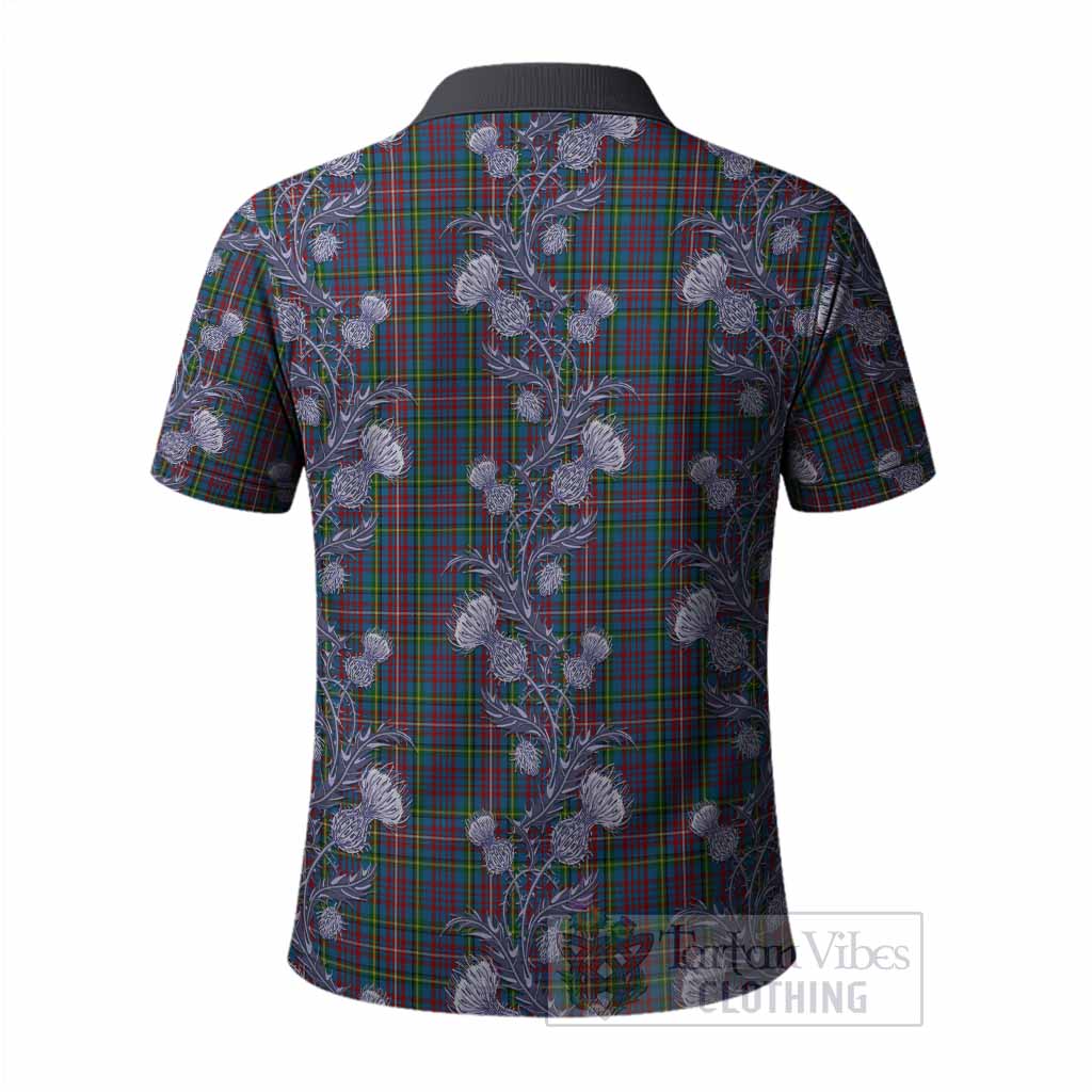 Hyndman Tartan Polo Shirt Seamless Scottish Thistle Flowers