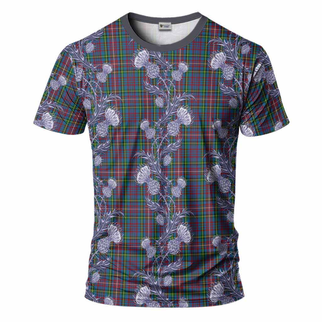 Hyndman Tartan T-Shirt Seamless Scottish Thistle Flowers