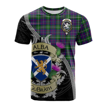Inglis Tartan Family Crest Cotton T-shirt Lion Rampant Royal Thistle Shield Celtic Inspired