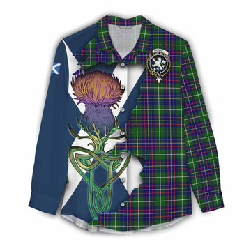 Inglis Tartan Family Crest Women's Casual Shirt Scottish Thistle Celtic Inspired Female - Tartan Vibes Clothing