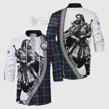 Inglis Tartan Clan Crest Ghillie Kilt Shirt with Highlander Warrior Celtic Style Men - Tartan Vibes Clothing