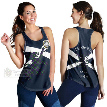 Inglis Tartan Lion Rampant Women's Racerback Tanks Proudly Display Your Heritage with Alba Gu Brath and Clan Name 4XL - Tartan Vibes Clothing