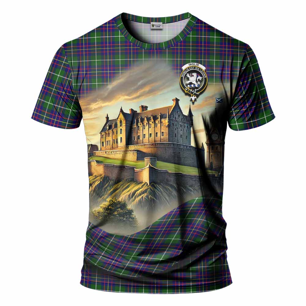 Tartan Vibes Clothing Inglis Tartan Family Crest T-Shirt with Scottish Ancient Castle Stype