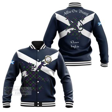 Inglis Tartan Lion Rampant Baseball Jacket Proudly Display Your Heritage with Alba Gu Brath and Clan Name Unisex - Tartan Vibes Clothing
