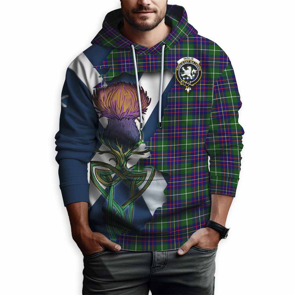 Inglis Tartan Family Crest Hoodie Scottish Thistle Celtic Inspired Pullover Hoodie - Tartan Vibes Clothing