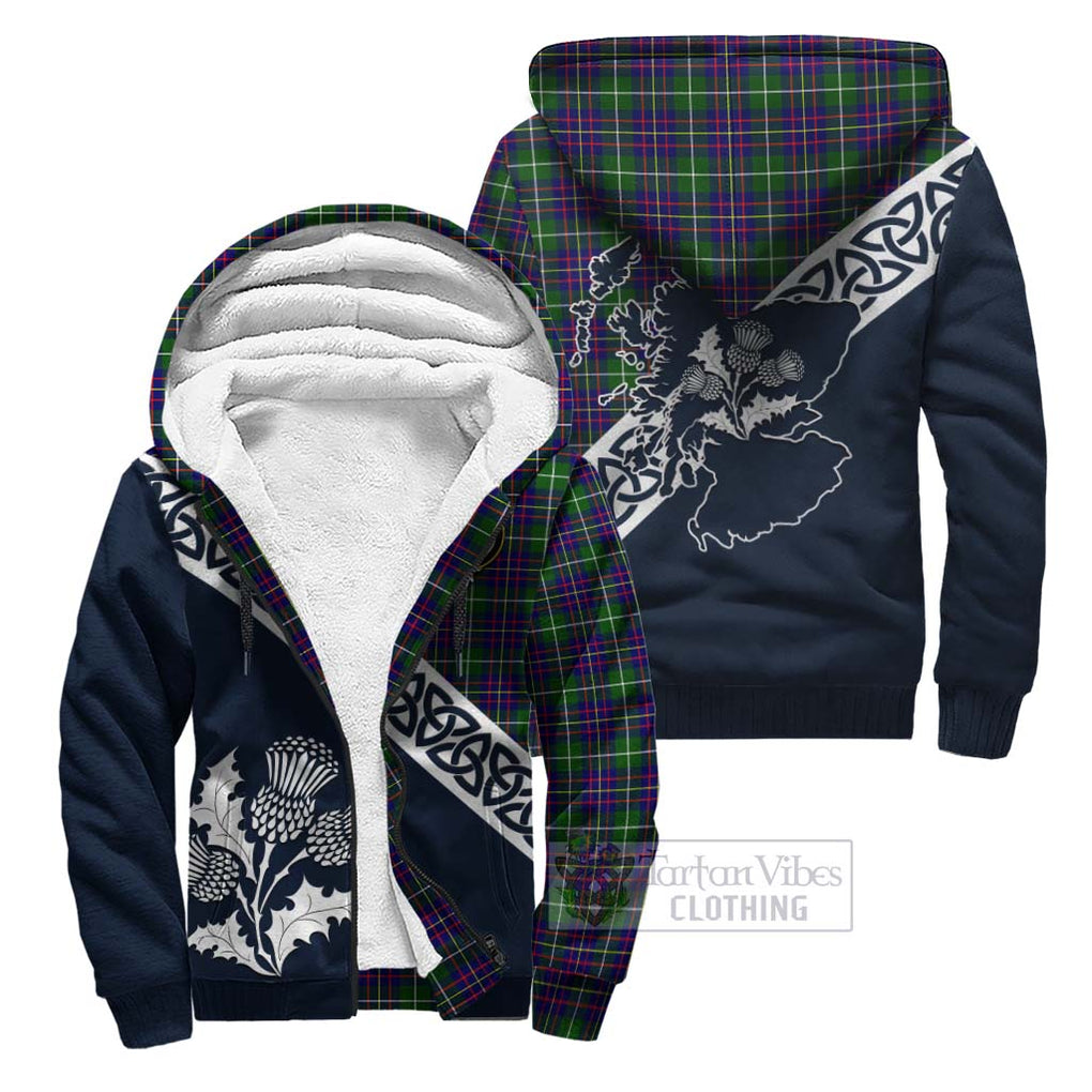 Inglis Tartan Sherpa Hoodie Featuring Thistle and Scotland Map Unisex - Tartan Vibes Clothing