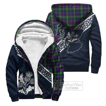 Inglis Tartan Sherpa Hoodie Featuring Thistle and Scotland Map Unisex - Tartan Vibes Clothing