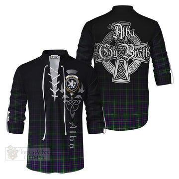 Inglis Tartan Ghillie Kilt Shirt Featuring Alba Gu Brath Family Crest Celtic Inspired Men - Tartan Vibes Clothing