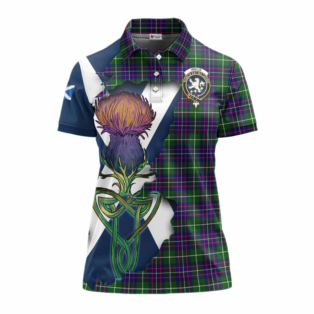 Inglis Tartan Family Crest Women's Polo Shirt Scottish Thistle Celtic Inspired Women - Tartan Vibes Clothing