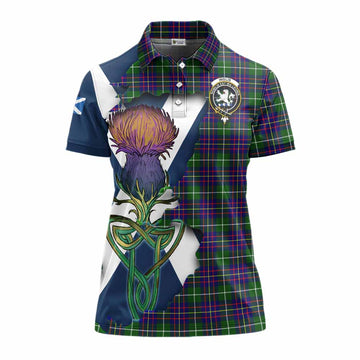 Inglis Tartan Family Crest Women's Polo Shirt Scottish Thistle Celtic Inspired Women - Tartan Vibes Clothing