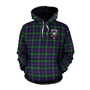 Inglis Tartan Cotton Hoodie with Family Crest and Bearded Skull Holding Bottles of Whiskey Pullover Hoodie XS - Tartan Vibes Clothing